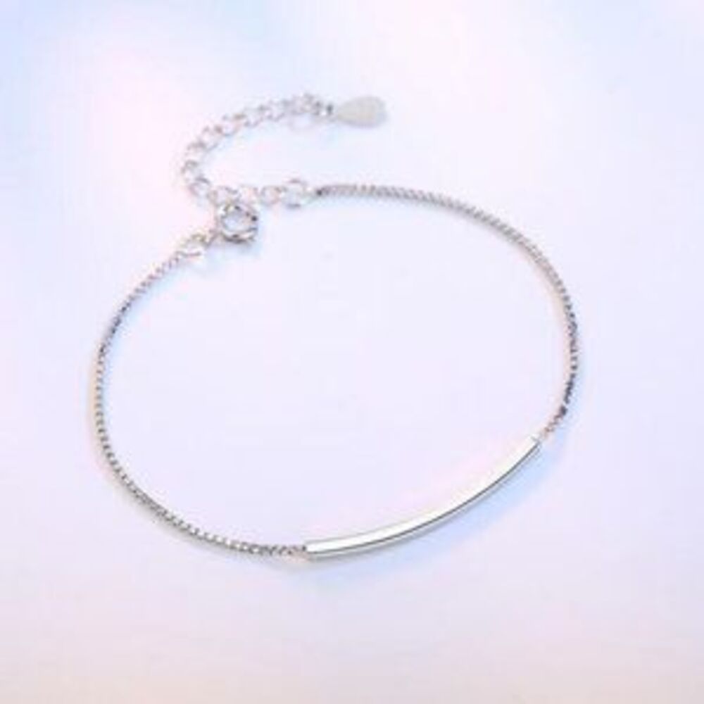 NEW 925 Sterling Silver Simple Bar Bracelet H